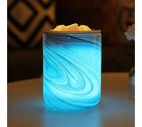 Grey Marble Swirl Electric Wax Melt Burner Art Glass Scented Candle Warmer with Timer and 7 led Color Changing Removable Ceramic and Silicone Dish for Wax Melts Fragrance Oil Night Light for Home