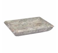 Grey Marble Wash Basin, 50 x 35 x 10 cm, Robust Natural Stone Hand Wash Basin, Ideal for Bathroom, Guest Bathroom, Washbasin, Sanitary System, Modern Washroom with Easy Cleaning
