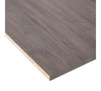 Grey Matt Oak Effect Square Edge Furniture Panel, (L)2.5M (W)200mm (T)18mm