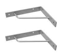 Grey/Matt Silver Shelf Brackets Heavy Duty Steel Modern Design 180mm L x 140mm H x 4mm Thick (Pair)
