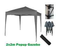 (Grey) Mcc@home GAZEBO 2x2m Pop-up Gazebo Waterproof Outdoor Garden Marquee Canopy