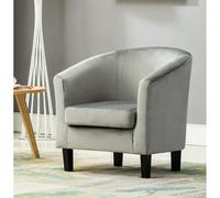 MCC Direct Velvet Fabric Tub Chair Armchair Club Chair in Grey MCC Direct Grey