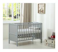 (Grey) MCC® Wooden Baby Cot Bed "Orlando" & Water repellent Mattress