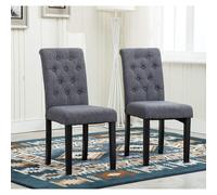 (Grey) MCC2 x Dining Chairs Lined Fabric Chairs, Solid Wooden Legs home & restaurants