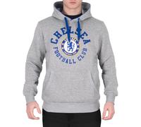 (Grey, Medium) Chelsea FC Mens Hoody Fleece Graphic OFFICIAL Football Gift