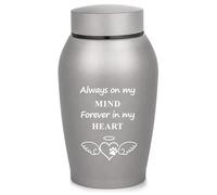 Grey Memorial Cremation Urn with Angel Wings, Halo & Paw Print - Keepsake for Dog, Cat Ashes | Holds up to 50 lbs