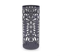 Grey Metal Umbrella Stand with 4 Hooks & Removable Drip Tray, Grey | Umbrella Holder Stand, Walking Stick Holder, Coat Hook Rack, Entrance Hall Storage, Porch Organiser