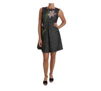 Grey Mini A-Line Dress with Purple Tulip - female - Dolce & Gabbana - Short Dresses - Multicolor - S - Dresses S