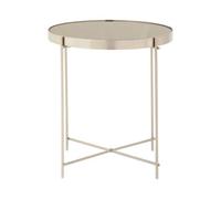 Grey Mirror Side Table with Slim Tubular Metal Legs, Allure