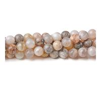 Grey/Mixed Bamboo Leaf Jasper Beads Plain Round 8mm Strand Of 40+