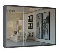 (Grey) Modern 3 Mirror Sliding Door Wardrobe 250cm