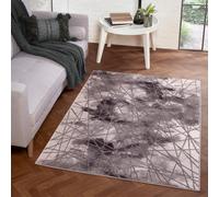 Grey Modern Easy To Clean Abstract Rug For Living Room, Bedroom - 80Cm X 150Cm