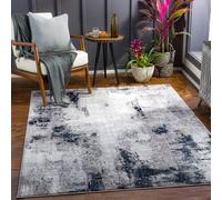 Grey Modern Shaggy Abstract Anti Slip Easy to Clean Rug For Living Room, Dining Room, Bedroom, Utility Room, Conservatory & Kitchen-140cm X 200cm