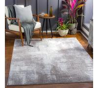 Grey Modern Shaggy Abstract Anti Slip Easy to Clean Rug For Living Room, Dining Room, Bedroom, Utility Room, Conservatory & Kitchen-140cm X 200cm