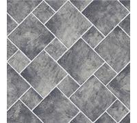Grey Modern Stone Effect Anti-Slip Vinyl Flooring For Bathroom, & Kitchen, 2.3mm Thick Vinyl Sheet-5M(16'4") X 4M(13'1")-20M²