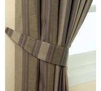 (Grey) Modern Stripe Jacquard Curtain Tie Back Pair