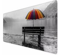 Grey Mouse Mat 32X16inch Rainy Day Gaming Mouse Pad, Large Mousepad with Non-Slip Rubber Base, Office Accessories with Stitched Edge, Washable Mousepad for Laptop, Office/Gaming, Room Decor -XZ98