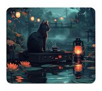 Grey Mouse Mat 340x280mm, Small Mouse Pad Cat Waterproof Gaming Mousepad, Mini Desk Mat with Anti-Slip Base, Stitched Edges Mousepad, Keyboard, Mousemats for Gaming Accessories, Gifts for Women 9-6725