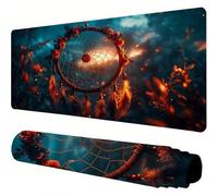 Grey Mouse Mat Dreamcatcher Desk Mat 1400x600x3mm Mouse Pad Large, Waterproof Mousepad with Stitched Edges and Non-Slip Rubber Base Mousemat, Desk Accessories for Men, Work From Home Essentials J1-443