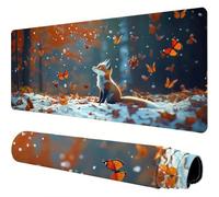 Grey Mouse Mat Fox Desk Mat 1400x600x3mm Mouse Pad Large, Waterproof Mousepad with Stitched Edges and Non-Slip Rubber Base Mousemat, Desk Accessories for Men, Work From Home Essentials Gifts J1-617