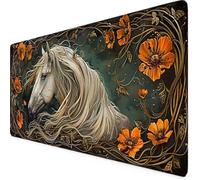 Grey Mouse Mat Horse Gaming Mouse Pad XXL 120 x 60cm Desk Mat Large with Non-Slip Base and Stitched Edge Keyboard Pad for Gaming/Home/Office Work/Accessories, Improved Precision and Speed q1668i