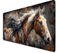Grey Mouse Mat Horse Gaming Mouse Pad XXL 90 x 40cm Desk Mat Large with Non-Slip Base and Stitched Edge Keyboard Pad for Gaming/Home/Office Work/Accessories Gifts, Improved Precision and Speed p1162i