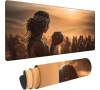 Grey Mouse Mat Large 800x300x3 mm Extended Gaming Mouse Pad African Woman Desk Mat With Stitched Edges, Waterproof Soft Cloth Mousepad, Non-Slip Rubber Base Desk Pad for Home Office Accessories z-4021