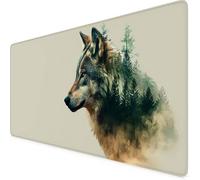 Grey Mouse Mat Large Desk Mat Animal Mouse Pad 600 x 300 x 3mm With Non-Slip Rubber Base, Stitched Edge Mousepad, Waterproof Washable Extended Desk Pad for Office Accessories, Gifts for Men i9-918