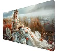 Grey Mouse Mat Large Desk Mat Girl Mouse Pad 900 x 400 x 3mm With Non-Slip Rubber Base, Stitched Edge Mousepad, Waterproof Washable Extended Desk Pad for Office Accessories, Gifts for Men b9-K15