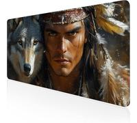 Grey Mouse Mat, Large Mousepad 800x300x3mm Wolf Gaming Mouse Pad, Desk Pad with Stitched Edges, Extended Waterproof Keyboard Mat Non-Slip Rubber Base for Office, Home Desk Accessories for Men D1-826