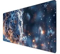 Grey Mouse Mat Tiger Gaming Mouse Pad XXL 60 x 30cm Desk Mat Large with Non-Slip Base and Stitched Edge Keyboard Pad for Gaming/Home/Office Work/Accessories Gifts, Improved Precision and Speed p8792i