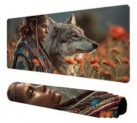 Grey Mouse Mat Tribe Desk Mat 1200x600x3mm Mouse Pad Large, Waterproof Mousepad with Stitched Edges and Non-Slip Rubber Base Mousemat, Desk Accessories for Men, Work From Home Essentials Gifts J1-107