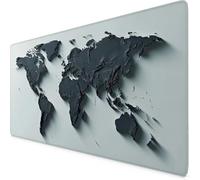 Grey Mouse Mat World Map Gaming Mouse Pad Large XXL Desk Mat with Non-Slip Base and Stitched Edge Keyboard Pad for Gaming/Home/Office Accessories, Improved Precision and Speed (90 x 40cm) 1293-1bd