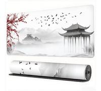 Grey Mouse Pad 1500 x 800 x 3 mm XXL Desk Mat Landscape Mouse Mat, Extended Japanese Mousepad, Large Desk Pad with Non-Slip Base and Stitched Edge Office Accessories for Gaming Work Laptop, Model793