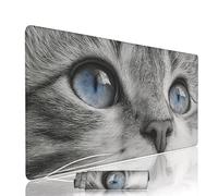 Grey Mouse Pad Large Gaming Keyboard Pads 19.7x9.8x0.12 inch Computer Full Desk Mat Waterproof with Rubber Base Non-Slip xxl Cat Laptop Mat Gaming Accessories with Stitched Edges for Office w-4166