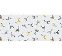 Grey Multi Funky Chickens PVC Vinyl Wipe Clean Tablecloth 140cm (55") x 200cm (79")