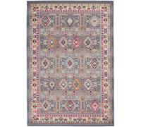 Grey Multi Persian Rug, Stain-Resistant Bordered Floral Rug, Traditional Luxurious Rug For Dining Room-61Cm X 173Cm (Runner)