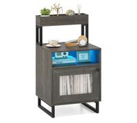 Grey Nightstand Modern End Table With Top Tray