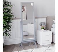 (Grey) Nishano Rectangle Mirror Standing Tall Swivel Frame