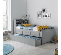 (Grey, No) Veera Guest Bed Day Bed Trundle Bookcase