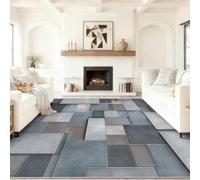 Grey Non-Slip Washable Rug 60 x 90 cm, Modern Minimalist Style, Abstract 3D Rectangle Glass Soft Carpet for Bedroom Balcony Playroom Laundry Room Home Decoration