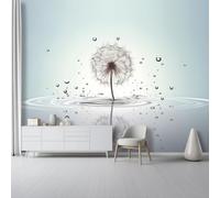 Grey Non-Woven Wall Murals - Abstract Plants Dandelion Seeds Wallpaper for Living Room Tv Backdrop Kids Room Decor, Easy to Install, 350 X 256 Cm (W X H)