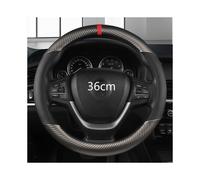 (GREY O SHAPE) 36cm Leather +Carbon Fiber Car Steering Wheel Cover Size S for Honda Civic