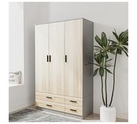 Urbn-Living Urbnliving 180Cm Height Oak 3 Door 4 Drawer Wardrobe Storage Shelf Modern Bedroom Grey Furniture