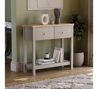 (Grey & Oak) Arlington 2 Drawer Console Table Hallway Storage
