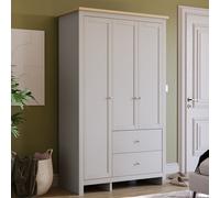 (Grey & Oak) Arlington 3 Door 2 Drawer Shaker Style Wardrobe