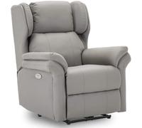 (Grey) Oakford Electric Bonded Leather Auto Recliner Wing Back Lounge Chair With Usb