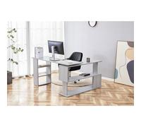 Kosy Koala Grey Office Desk L-shaped with Grey Velvet Upholstered Chair Wooden Room Furniture, Multi