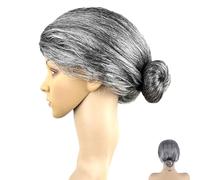 Grey Old Lady Wig for Women, Granny Hair for Daily Use, Halloween, Christmas, Cosplay Party, Concerts, Costume Parties
