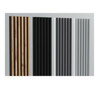 (Grey on White 04 ) Furneo Wall Slats Decorative Wooden Panels Oak Black Grey White Lamele 240cmx88cm